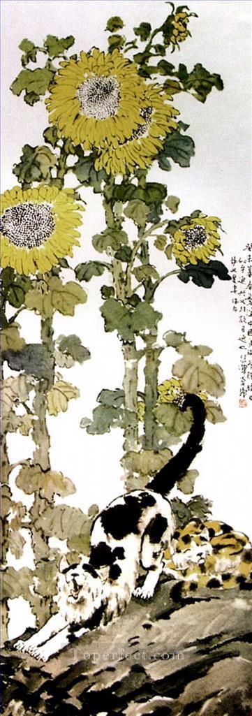 Xu Beihong sunflowers old Chinese Oil Paintings